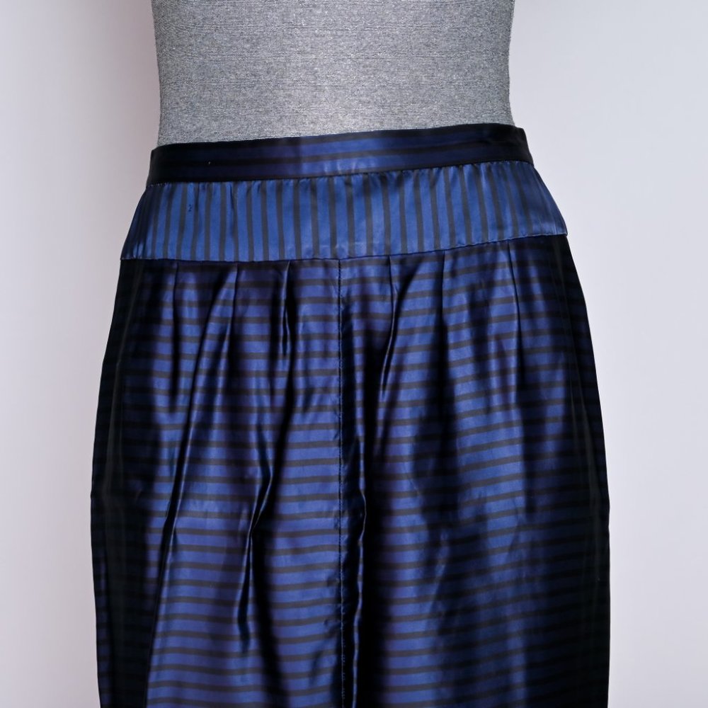DRIES VAN NOTEN Blue Stripe Satin Skirt - Picture 2 of 6